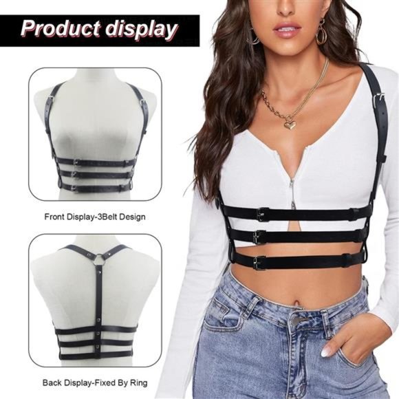 DERLOW Women Black PU Leather Punk Waist Belt, Fashion 2-Belt & 3-Belt